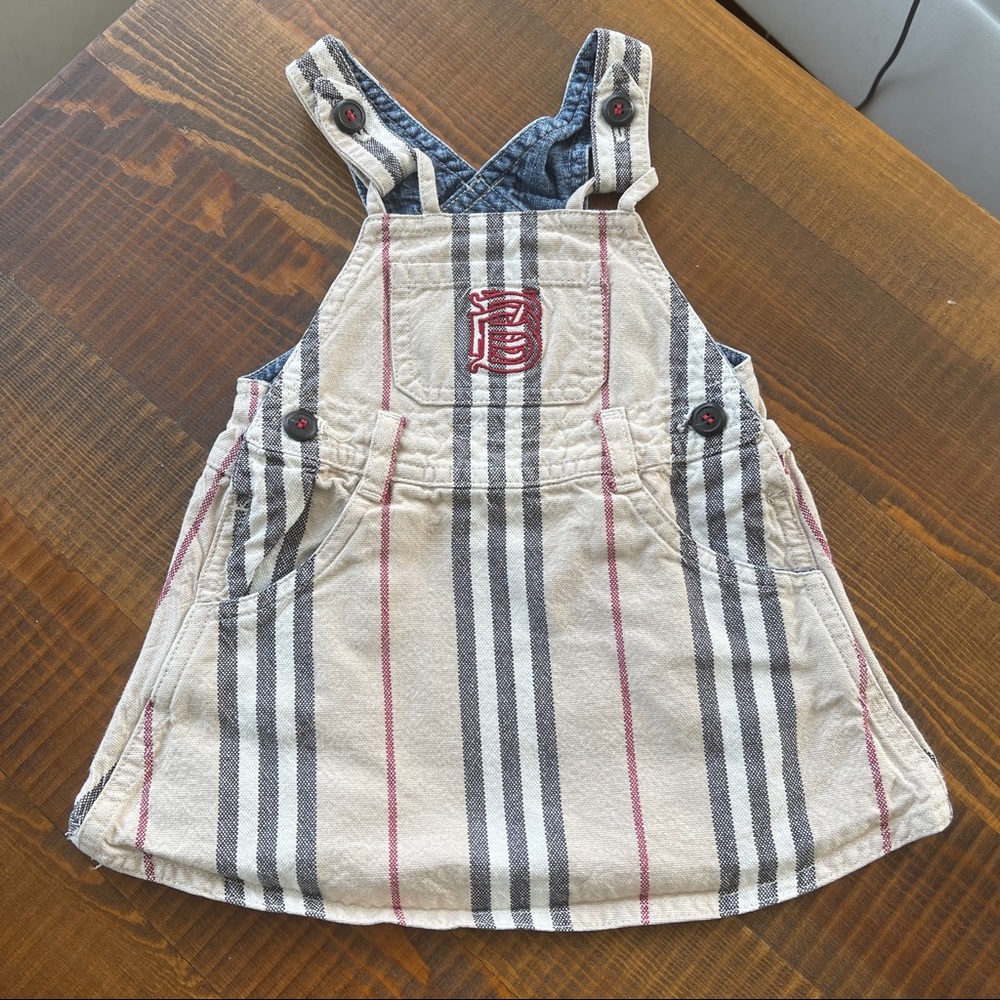 Overalls dress 3/6 months Burberry adjustable straps beige